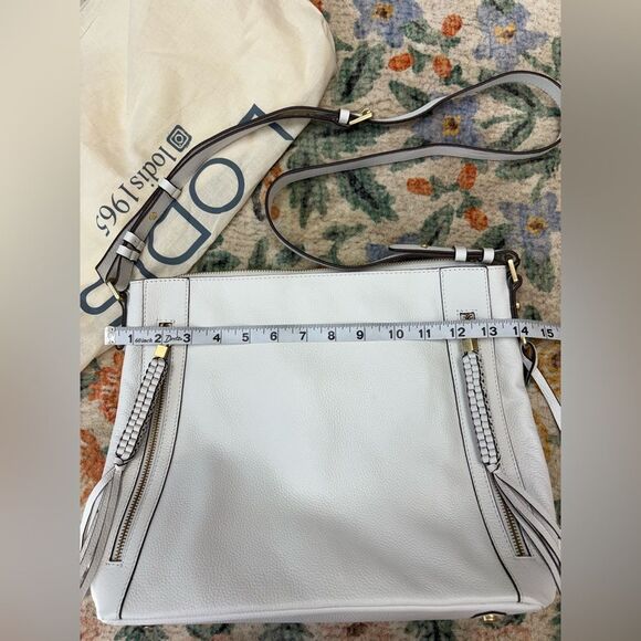 Lodis Leather Dual Zip Aviva Crossbody White Purse Bag W Dustbag - Picture 2 of 10